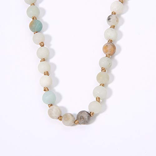 BALIBALI Semi Precious Stone Beaded Choker Necklace 14K Gold Plated Natural Stone Double Strand Necklace Layered Short Necklaces4