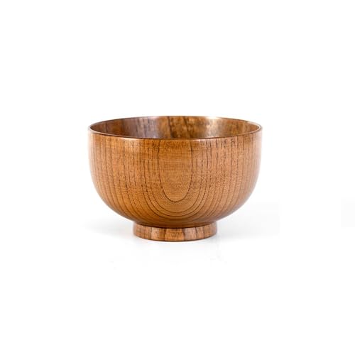 NiuLumea Cuenco de madera para arroz, sopa, ensalada, vajilla de madera con diseño japonés, tamaño apto para niños, resistente y fácil de limpiar (paquete de 1)