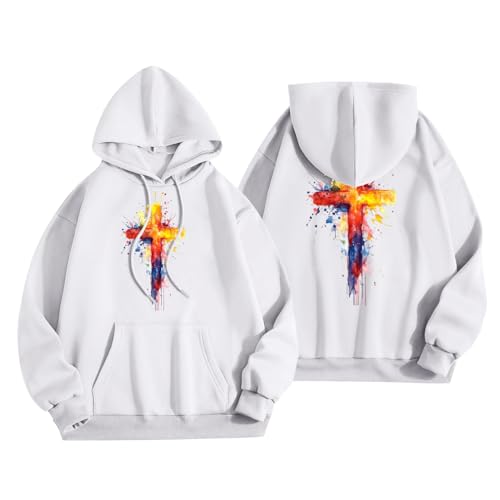 Jesus Hoodies for Men,Christian Crewneck Sweatshirt Men Hoodies | Loose Fit Pullover Casual Fall Winter Tops4