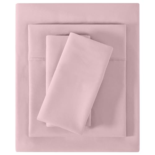 Image of Softan Microfiber Queen Sheet Set with Non-Slip Corner Straps, Pink | 15 inch Deep Pocket Fitted Bed Sheets, Double Brushed Microfiber, Cozy Sheets & Pillowcase for All Season