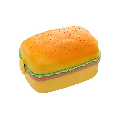 D-XinXin Hamburger Shape Lunch Box, Cute Children Bento Box With Fork Spoon for School/Picnic Food Containers (B)