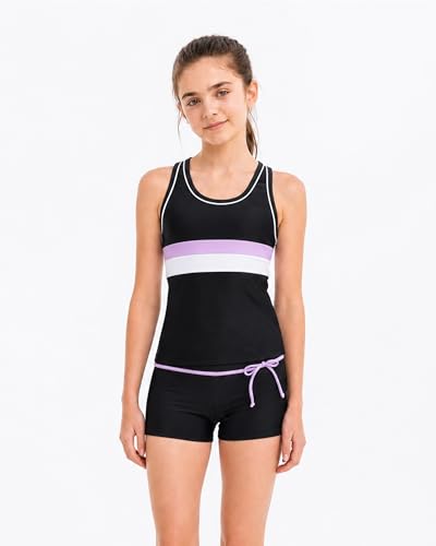 Image of Little Girls' Summer Swimwear Two Piece Boyshort Tankini Kids Swimsuit