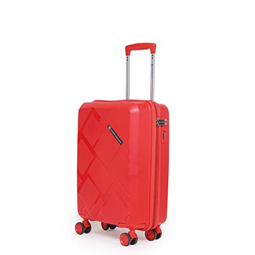 Image of SWISS MILITARY Star Luggage Bag, Textured Hard-Sided Trolley Bag, Cabin Luggage, Overnighter Trolley Bags|Durable ABS Body, Ergonomic 360 Rotatable Wheels, TSA Lock, 20 inches, Red, 1