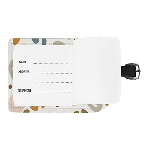Xollar Luggage Tags Boho Dotted Pattern Name Id Identifier Labels For Suitcase Travel Bag Leather Privacy Cover Baggage Tag 1 Piece, One Size #TOP5