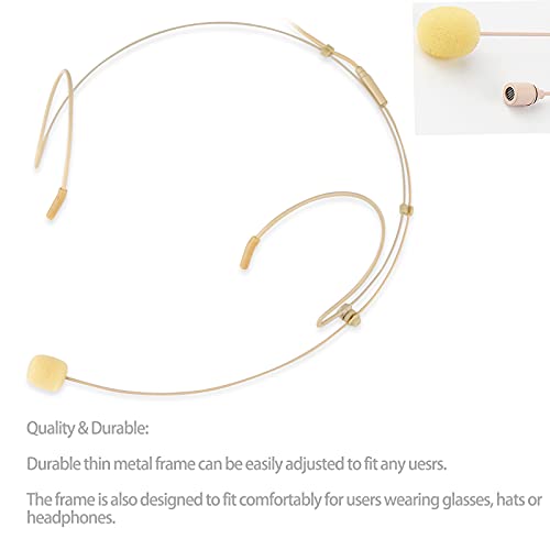 Sujeetec Microphone Headset Discreet Headworn Earset Over Ear Hanging Mic Compatible with Shure Wireless System Bodypack Transmitter, Ideal for Lectures, Live Performance, Theater, Podcasts – Beige by Sujeetec - Image 4