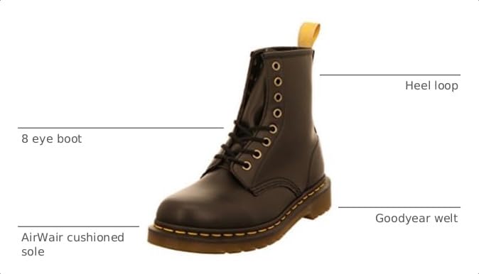 Dr. Martens Unisex 1460 Smooth Leather 8 Eye Boot Black 10 Women9 Men product thumbnail 4