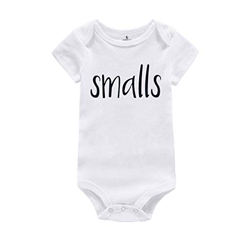 WINZIK Baby Boy Girl Bodysuit Romper Outfit Funny Smalls One-Piece Infant Creeper Jumpsuit T-Shirt Clothing (Tag 18M, Smalls-White)