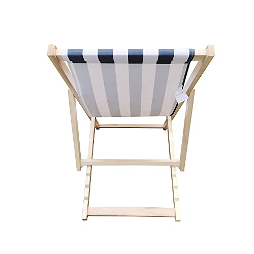 Populus Wood Sling Chair Blue Stripe Broad Blue Stripe （Color: Dark Blue） #TOP3