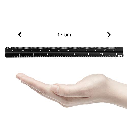 Dreikantmaßstab Maßstab Lineal Aluminium Dreikantlineal Scale Ruler Dreieckig Lasergraviert 1:20/25 / 50/75 / 100/150,17cm