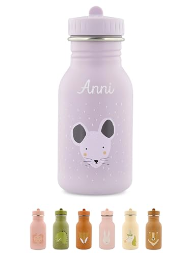 wunderwunsch Trinkflasche personalisiert für Kinder, Flasche personalisiert, Babyflasche, Kinder Flasche, Trixie Trinkflaschen mit individuellem Namen (Maus, 350ml)