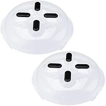 HOVER COVER 2 Pack Magnetic Splatter Cover, 12-Inch Clear BPA-Free Food Lid, Vented Plate Guard with Steam Vents, Anti-Splash Microwave Lid, Dishwasher Safe, Space-Saving Magnetic Storage - Black