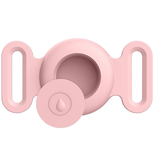 YGTBSR Airtag ケース Airtag ホルダー ペット 犬 猫用 防水 傷つきにくい 軽量 紛失防止シリコン エアタグホルダーケースと互換性あり ペット 猫 犬 リードバッグ バックパック 財布 鍵 荷物 (M, ピンク)