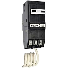 Eaton BRN250GF BR GFCI Circuit Breaker, Ground Fault, Pigtail Neutral, 50 A, 10 KAIC, Two-Pole, 120/240 V, Black