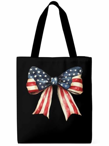 Canvas Tote Bag, Vintage American Flag Aesthetic Canvas Tote Handbags for Women Shoulder Bag