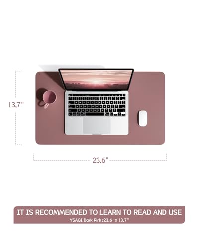 Writing Desk Pad,for Table, YSAGi Anti-Slip Thin Mousepad for Computers,Office Desk Accessories Laptop Waterproof Dual-Sided Desk Protect for Office Decor and Home (Dark Pink, 23.6" x 13.7")