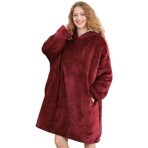 AmyHomie Sherpa Wearable Blanket Hoodie – Oversized Adult