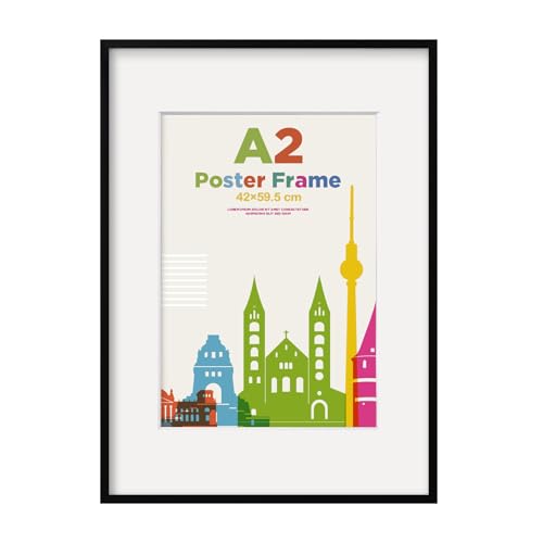 Egofine Bilderrahmen A2 A2 Rahmen mit Plexiglas 42x60 cm Fotorahmen zur Wandmontage Bilderrahmen Schwarz für Fotos Zertifikate und Poster Zuhause Horizontale oder Vertikale Wandmontage Schwarz