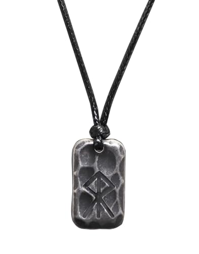 Image of Ankiyabe Stainless Steel Norse Viking Rune Pendant with Adjustable Braided Rope Good Luck /Love /Strenght /Health Viking Symbol Necklace for Men Women