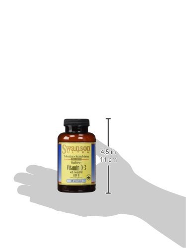 Swanson High Potency Vitamin D-3 W/Coconut - Natural Supplement Promoting Bone Health & Immune System Support - May Help Increase Calcium Absorption - (60 Softgels, 125Mcg Each) #TOP5