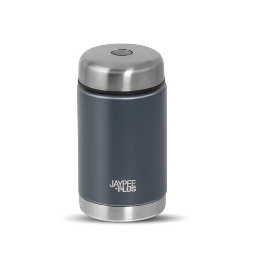 Image of Jaypee Plus Nutri Jar Stainless Steel Vacuum Insulated Food Jar With Bag & Spoon|Hot And Cold Thermal Flask|Double Wall Scratch Resistant Ideal for Office, School, Gym & Travelling| 550 ml,Bottle Grey