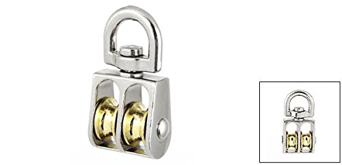 Miniatura 2 de uxcell a14120500ux0030 - Polea giratoria de cuerda de ojo de doble polea de acero inoxidable de 0.512 in de diámetro