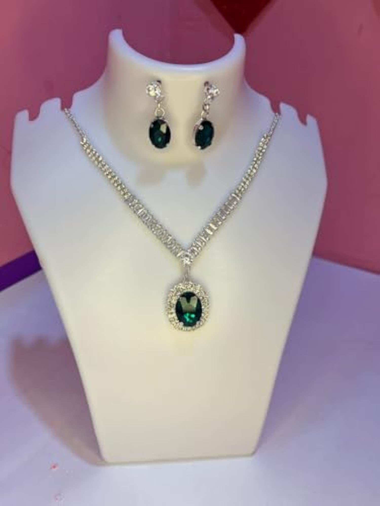 Emerald Green Necklace Set for Women, Elegant Gift