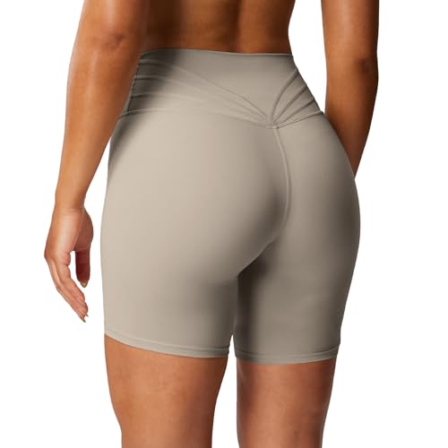 Aoxjox Trinity Workout Biker Shorts for Women Tummy Control High Waisted Exercise Athletic Gym Running Yoga Short 6"