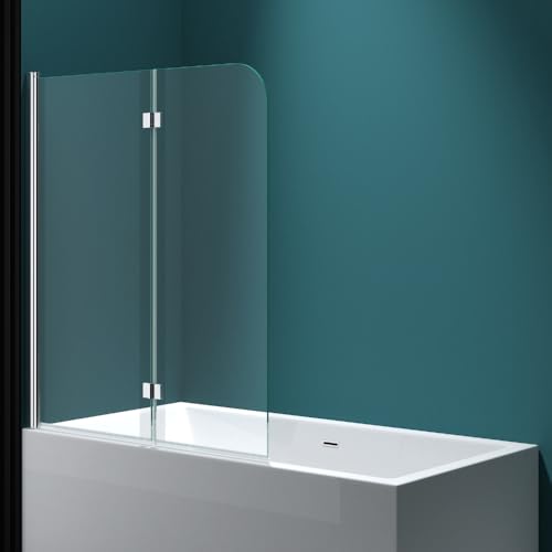Durovin Bathrooms Over Bath Shower Screen 180 Hinged 2 Fold Folding Shower Bath Screen Reversible Glass Panel