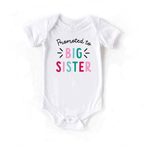 Little Spunkies Promoted to Big Sister Pregnancy Announcement Cute Baby Girl Short Sleeve Bodysuit White