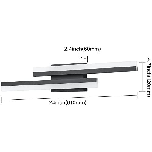 Image of PRESDE 24 Inch LED Vanity Light Bar, Modern Black Bathroom Light Fixtures Over Mirror Dimmable