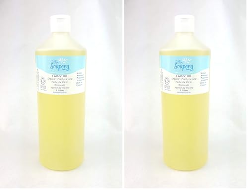 The Soapery Castor Oil Organic Cold Pressed 1 litre - 100% Pure (Pack of 2) option