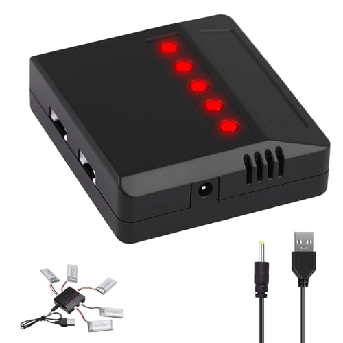 Cargador 5 en 1 para Batería de 3.7V 1800mAh para Drones KY601S, SYMA X5S, X5C, X5SC, X5SH, X5SW, H5P, bateria Drone, Fácil de Transportar - Cargador de Batería LiPo para Drones RC