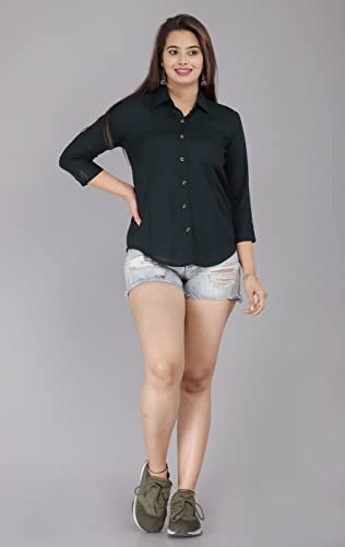 Image of Women Solid Shirt for Office & Casual wear | 3 /4th Sleeves Spread Collar