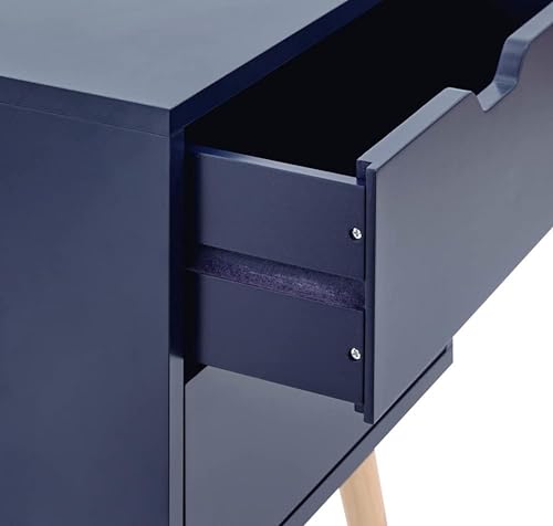 Image of VASIL MART Bedside Tables, Wooden Nightstands with Solid Wood Legs & 2 Drawers, End Tables Storage Units for Living Room /Bedroom,etc .(Nightshadow Blue)