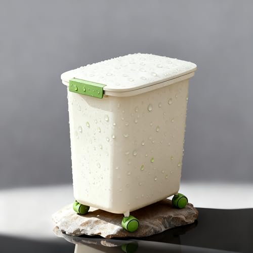LivLab 50 Lbs Rice Container -with Measuring Cup Flour Storage Container Bin Food Grain Cereal Container Bins Household for Kitchen Pantry Pet Food Organization (White)
