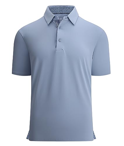 Alex Vando Mens Golf Shirt Moisture Wicking Quick-Dry Solid Short Sleeve Polo Shirts for Men