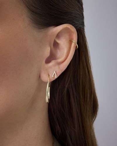 Image of PAVOI 14K Gold Plated Dainty Flat Back Earrings for Women, Piercing Studs | Hypoallergenic Stud Earrings with 925 Sterling Silver Posts, Motif Flatback Screw Back Helix Cartilage