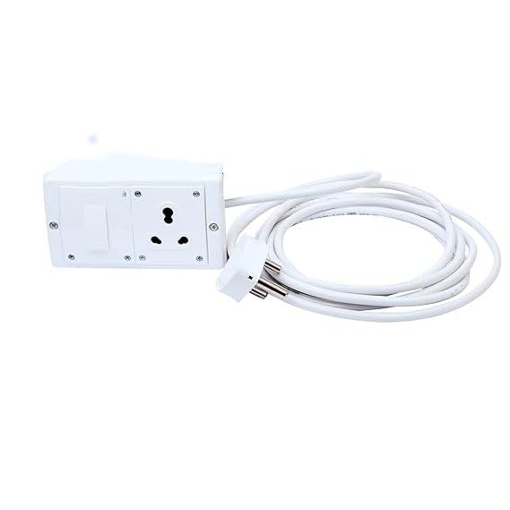 16A Extension Board Combined 1 Socket 1 Switch, 2500W Power Strip with Surge Protector, 1 Meter Electric Cord for Home, Office, PC, Cooler, Fridge, Gadgets (1 Meter)