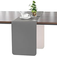 Myir JUN Chemin de Table Moderne Lavable Extérieur Chemin de Table en Cuir Double Face Imperméable Antidérapant et Utilisable 40 X 240 cm(Noir