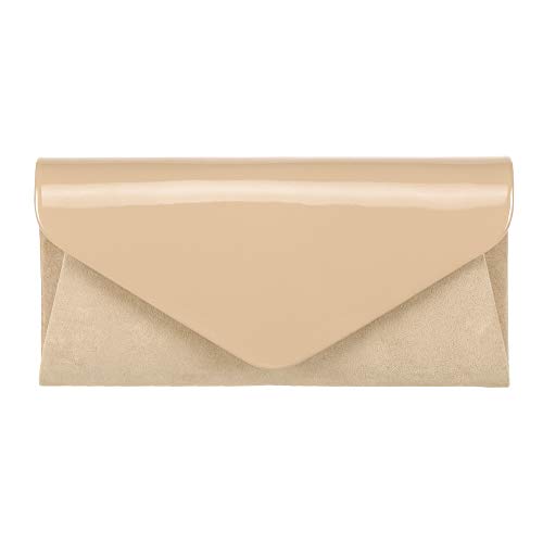 Wallyn's Patent Leather Clutch Classic Purse Wallet, Evening Bag Handbag With Flannelette Khaki #TOP3