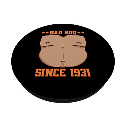 Dad Bod Since 1931 Father's Day Beer Belly PopSockets Swappable PopGrip, Black - Image 2