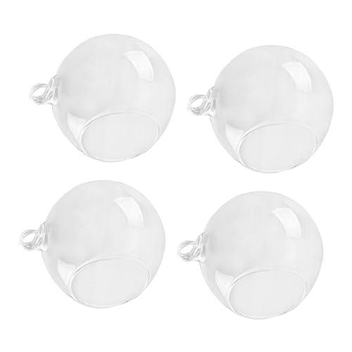 EPIGEIST 4pezzi Vasi Sospesi in Vetro Trasparente Sfera Con Base Piatta Per Piante Grasse Porta Candele e Decorazioni Wedding Casa e Giardino
