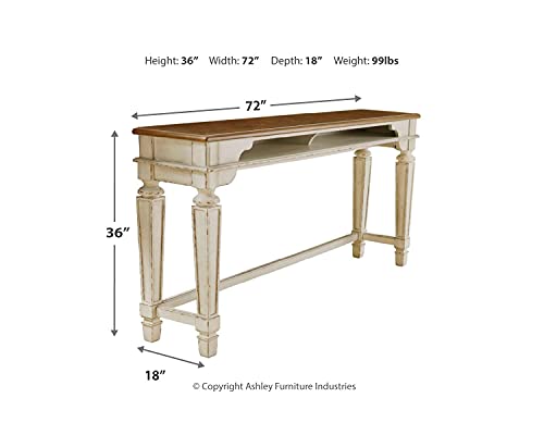 Signature Design By Ashley Realyn French Country Counter Height Dining Room Table, Chipped White #TOP3