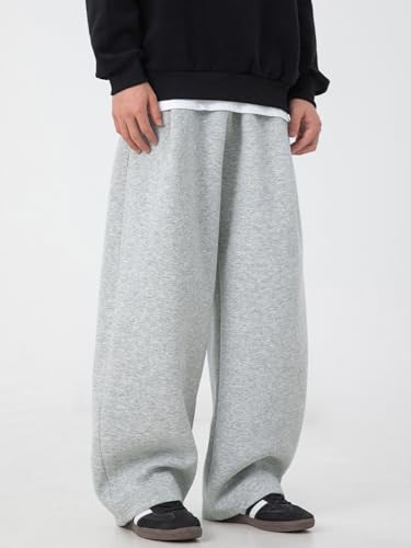Image of Mens Baggy Sweatpants Wide Leg Casual Elastic Waist Drawstring Athletic Loose Jogger Fall Sweat Pants with Pockets