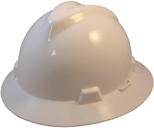 MSA V Full Brim Hard Hats w/ FasTrac III Suspensions with Handy Tote Bag - White