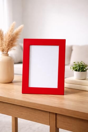 Peachy Loops Photo Frame MDF Wall Mount Modern Contemporary 4X6. Matte Finish (Red)