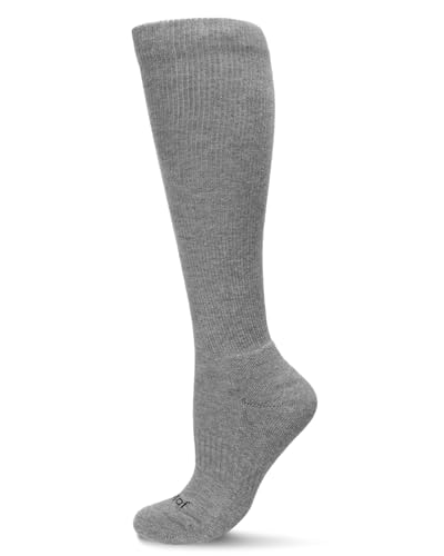 Image of MeMoi Unisex Classic Athletic Cushion Sole Knee High Cotton Blend 15-20mmHg Graduated Compression Socks White 10-13