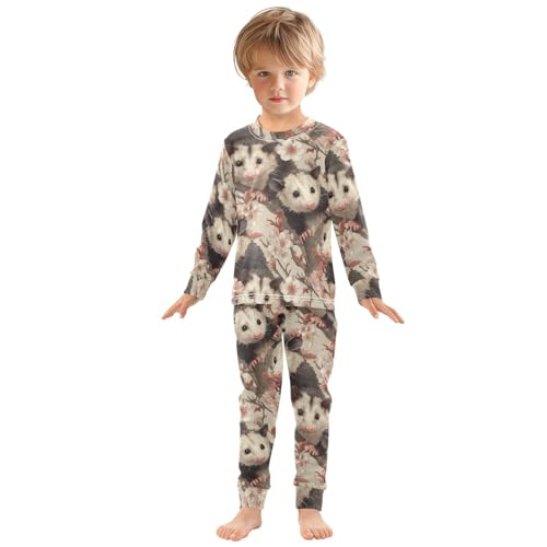 Pajama Sets Long Sleeve Adorable Possums Among Blossoms Soft Comfy Sleepwear 2 Piece PJS 3-8T2