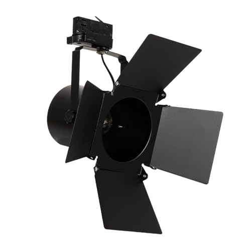 LEDKIA LIGHTING   Foco Carril Trifásico Cinema | Orientable 360º | Soporta Bombilla E27 hasta 60W | Ideal para Tiendas y Galerías | Aluminio Resistente, Negro