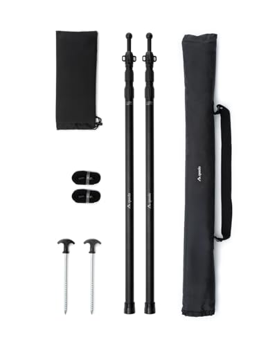 qeedo Scope Zeltstangen 2er Set - Aluminium Sonnensegel Stange 90-230 cm - Teleskopstange Camping für Tarp Vorzelt Sonnensegel & Markise - sturmsicher & wetterfest Ultraleicht 550 g